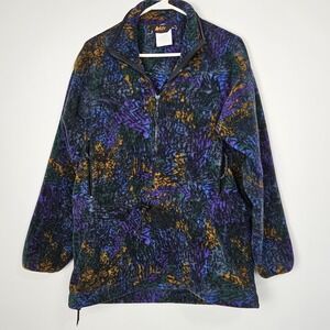 REI Fleece Jacket Mens Sz S Aztec 1/2 Zip Pullover Vintage 90s USA Purple Gorp‎